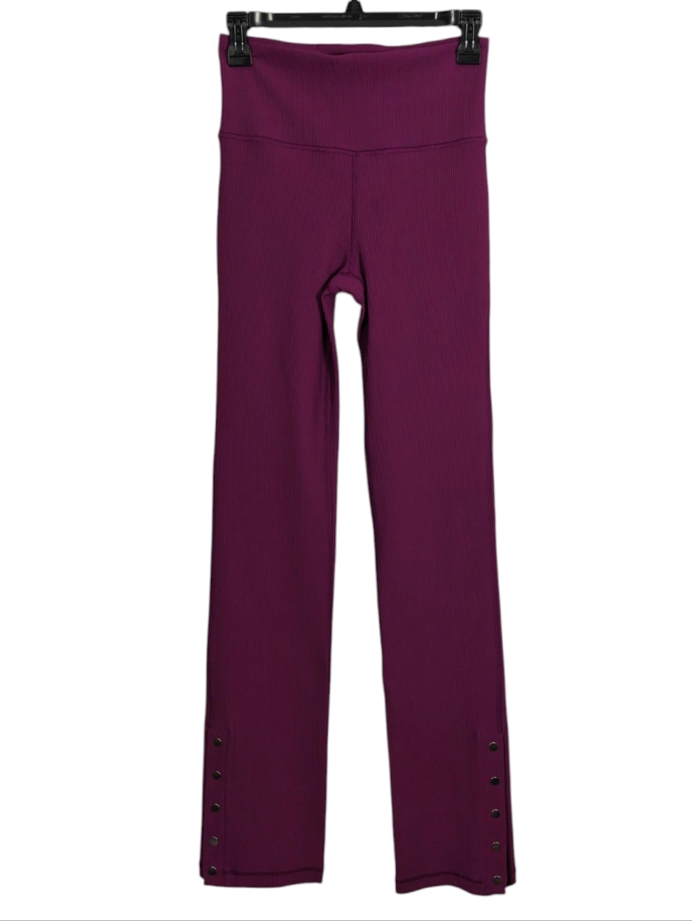 ATHLETA Elation Ultra High Rise Rib Snap Straight Leg Pant in Purple Size Small